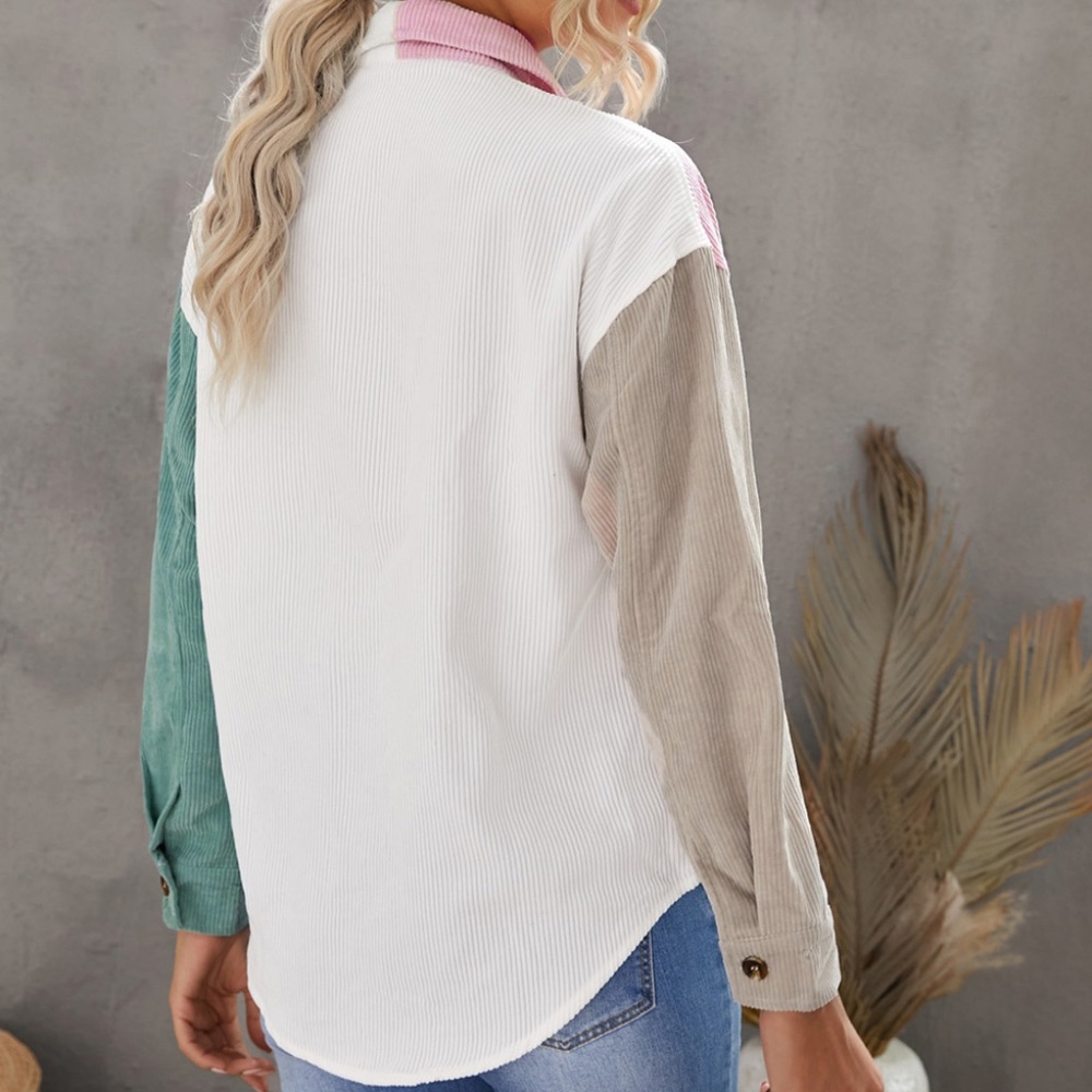 Pink Colorblock Button Down Blouse - Picture 2 of 4